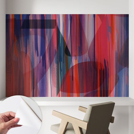 Papier peint autocollant avec imprimé pour cuisine facile à appliquer pour mur a motif Rayures arc-en-ciel 104x70 cm (1/5)