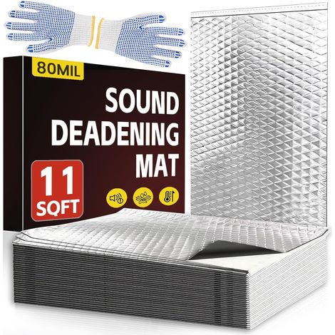 10 Pcs Car Soundproofing Mats 450 x 250 x 2 mm Aluminium Butyl Self-Adhesive Sound Insulation Foam Soundproofing Mat Fireproof Moisture Proof Waterproof (1/5)