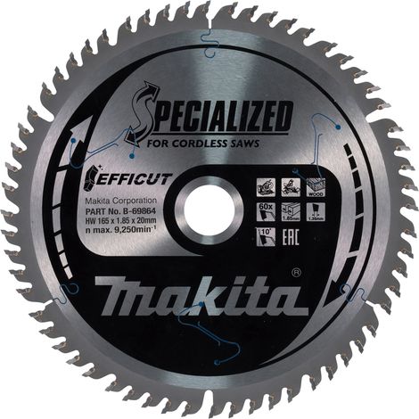 Makita B-69864 Lama Efficut TCT Sega Circolare 165x20mm • 60 Denti 1,85mm Legno (1/4)