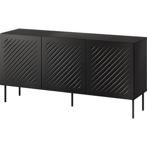 Aparador Tolfelo 100, Negro, 75x151cm, Número de puertas: 040cm, MDF, Aglomerado laminado