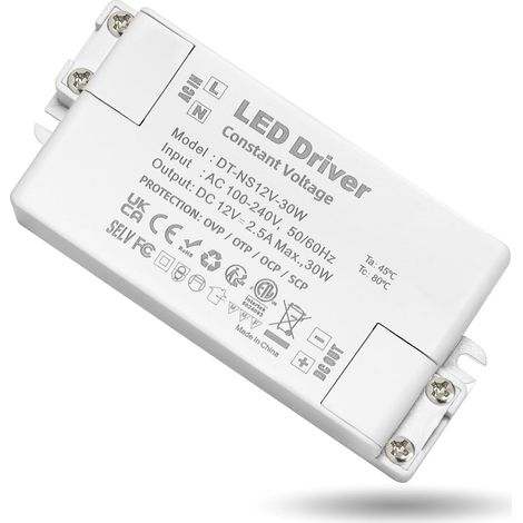 Transformateur 220V 12V LED 30W, alimentation 12v 2.5A, Transfo AC à DC  convertisseur 220v 12 volt, 12 V 30 W, pour 12 Volt CCTV MR16 G4 MR11 GU5.3 Ampoule et Bande Lumineuse LED, Non Dimmable (1/5)