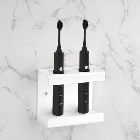Support Mural pour Brosse à Dents électrique avec Plateau de diatomite, Support de Rangement de Brosse à Dents Auto-adhésif pour Salle de Bain (Blanc)