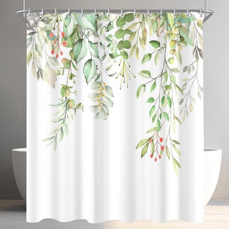Duschvorhang 180x200cm Klare Blätter Antischimmel Wasserabweisend Polyester (1/5)