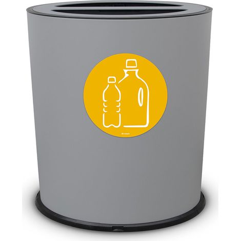 Pattumiera a Bidone per Raccolta Differenziata Ø35x40 cm 2 Scomparti 38 L Totali in Metallo Verniciato Grigio