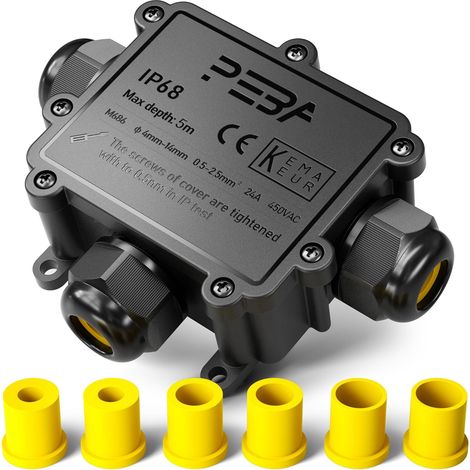 Boîte dérivation étanche extérieur IP68, Connecteur étanche à 3 Voies pour câble de 4-14 mm de diamètre, pour jardin et câble souterrain, 1 pièces (1/5)