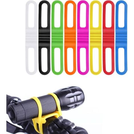 fasce elastiche in silicone multicolore per fissare la torcia elettrica o il cellulare sulla bicicletta (20x1,5x1 cm)