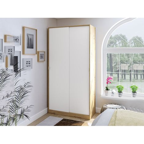 Guardaroba 2 Ante Orgosolo, Armadio Camera da Letto 4 Ripiani, Appendiabiti, 50x200h cm Marrone Rovere Nodi (1/5)