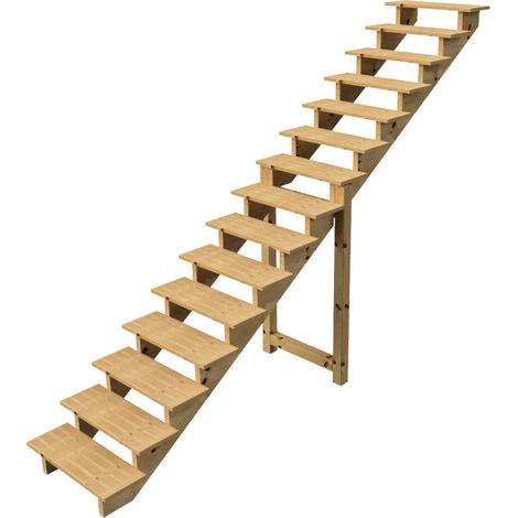 Außentreppe Holz Höhe 258cm 15 Stufen, Breite 80cm, OHNE Setzstufen