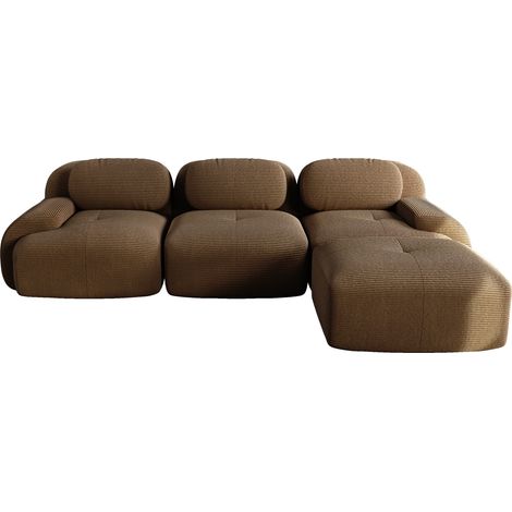 ELVMI Sofá esquinero modular sin montaje, sin estructura, en pana, acolchado 32D, Marrón (1/5)