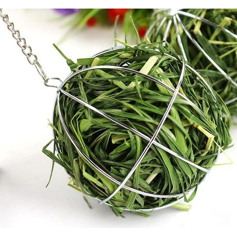 2 Boules de Foin pour Lapins en Acier Inoxydable, Distributeur Suspendu pour Petits Animaux, Cadre à Herbe pour Hamster, Chinchilla, Cochons d'Inde et Dindes (1/5)