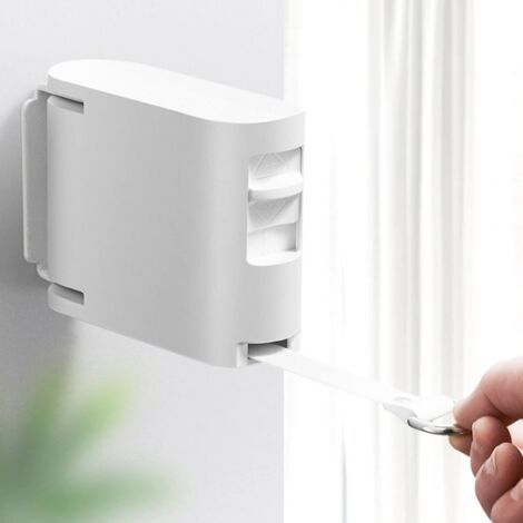 Étendoir à linge rétractable, extensible et réglable, fixation murale intérieure, invisible, pour salle de bain, balcon, intérieur et extérieur (blanc) (1/5)