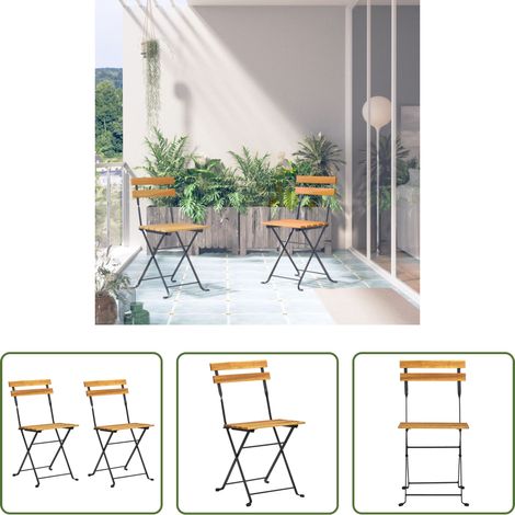Klappbare Gartenstühle - Klappbare Gartenstühle 2 Stk. Stahl und Massivholz Akazie (1/5)