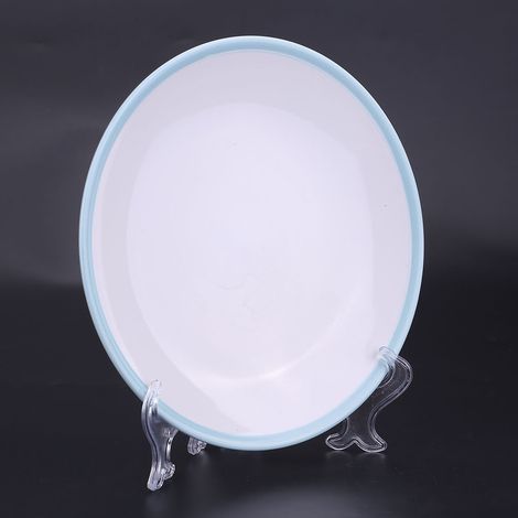 Lot de 10 supports pliables en plastique blanc pour assiettes, cadres photo et présentoirs décoratifs. (1/5)
