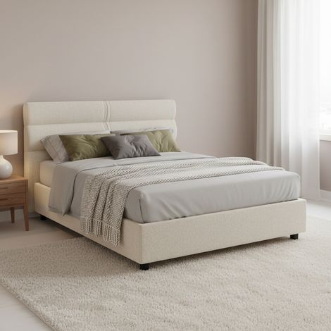 Letto Piazza e Mezza Brinzio, Materasso Incluso, Sfoderabile Made in Italy, Contenitore, Beige (1/5)