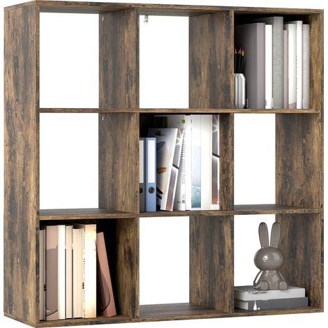 Nine-Cube Storage Shelf - Rustic Brown