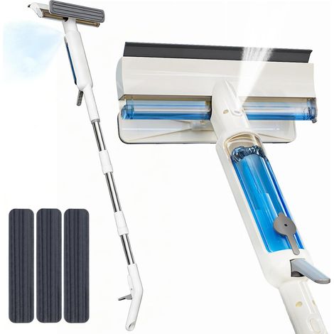 Raclette à vitres 4 en 1 avec perche télescopique et pulvérisateur télécommandé, outil de nettoyage de vitres extensible de 188 cm, kit de nettoyage de vitres pour intérieur et extérieur (1/5)