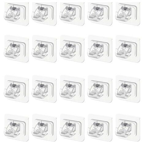20 - Support Tringle Rideau - Fixation Adhésive - Sans Perçage Pour Salle De Bain Et Cuisine - Transparent - Diamètre 2,2cm