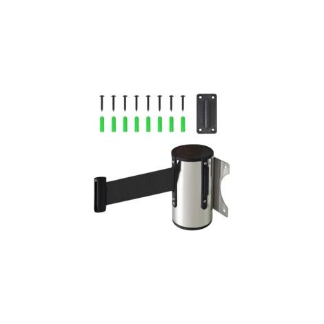 Barriere Retractable 2M Barriere Extensible Exterieur Inoxydable Ruban d'Avertissement de Sécurité Mural Controle Foule avec Accessoires Ruban de Sécurité Extensible(Noir) (1/5)