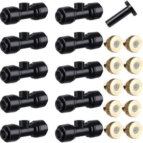 Système D'irrigation Système de Brumisateur Extérieur Kit,Buse de Pulvérisation en Laiton pour Jardin,Atomiseur Buse,Avec 10 Buses pour Jardin Terrasse Patio Bricolage (1/5)