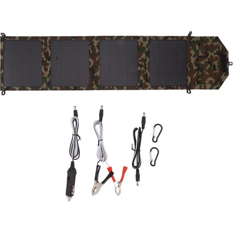 Decdeal Kit de panneau solaire pliable Camouflage 40W, 2 ports USB, chargeur en silicium monocristallin pour Camping, batterie 12V