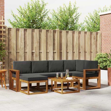 vidaXL Outdoor-Sofagarnitur mit Kissen 7 pcs Natur und Anthrazit (1/5)