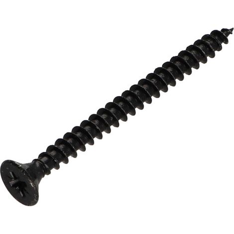 VBA Vis bois agglo Tête fraisée Pozi N°2 5X60 Filetage total Acier zingué noir - 10 pièces