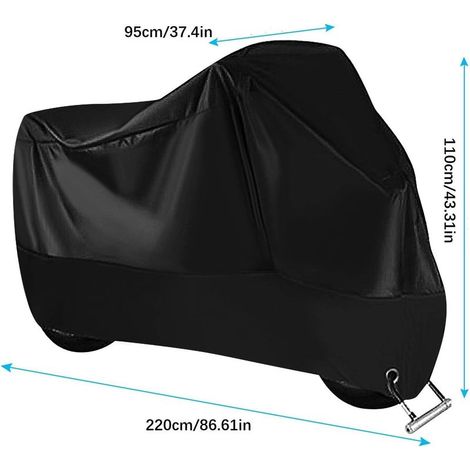 XL Motorradabdeckung 220 x 95 x 110 cm – Wasserdicht (210D Oxford) – Kälte- und wetterbeständig – Staubdicht – Schwarz (1/5)