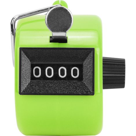 Compteur manuel BERM à 4 chiffres avec bouton de réinitialisation en plastique et crochet (vert)