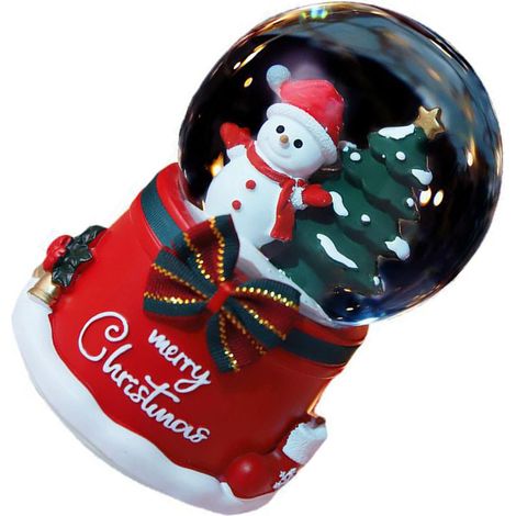Boîte à musique de Noël, décoration musicale de Noël en résine, bonhomme de neige lumineux avec neige, grand format, pour enfants et étudiants (1/5)