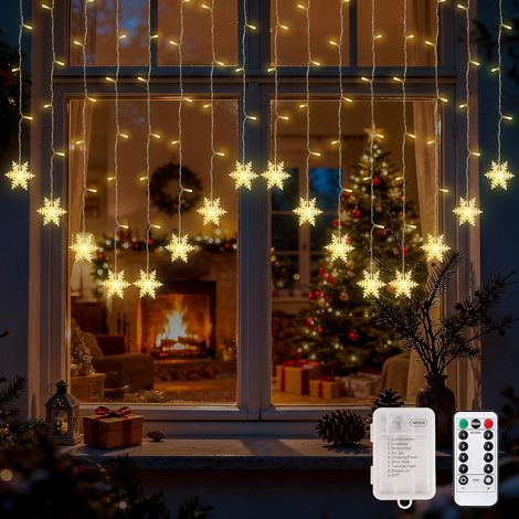 Rideau Lumineux Noël de Flocon de Neige, 2x1m Guirlande Lumineuse Noël Flocon de Neige 8 Modes, 104 LED Noel Guirlande Rideau Lumineuse IP44 pour Exterieur Interieur Chambre Fenetre Noel Déco (1/5)