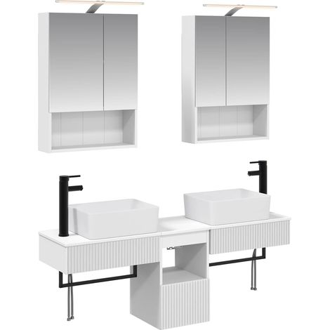 Ensemble d'armoire de salle de bain 5 pcs Blanc vidaXL (1/5)