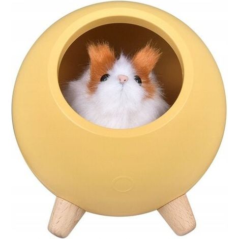Veilleuse Chaton - LED USB Rechargeable - Pour Chambre Enfant - Douce Lumière Nuit - Silicone Souple - Jaune - 1 Pièce