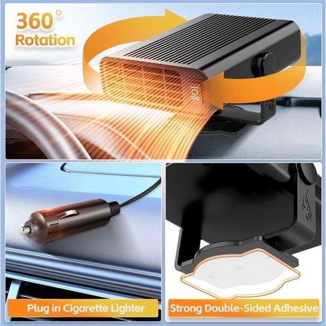 Chauffage de Voiture, 12V 120W Chauffage et Dégivrage de Voiture Portable avec Base Rotative à 360°, 2 en 1 Refroidissement/Chauffage Rapide Allume-cigarette Ventilateur de Voiture pour véhicules (1/4)
