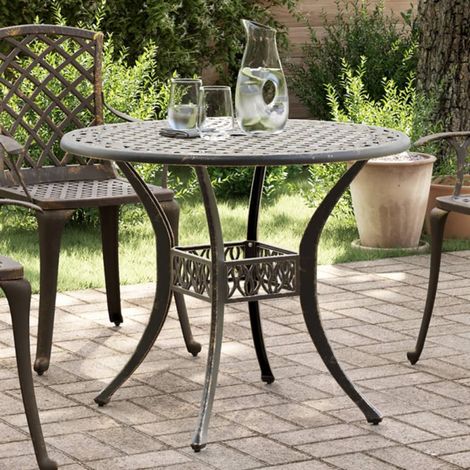 vidaXL Garden Table Bronze Ø90x75 cm Cast Aluminium (1/5)