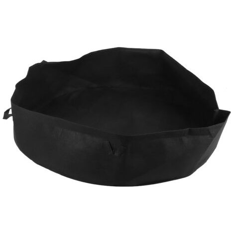 Sac De Culture Rond Intérieur Extérieur En Felt Pour Jardin Lit Potager Noir Avec Poignées 120cmx30cm (1/5)