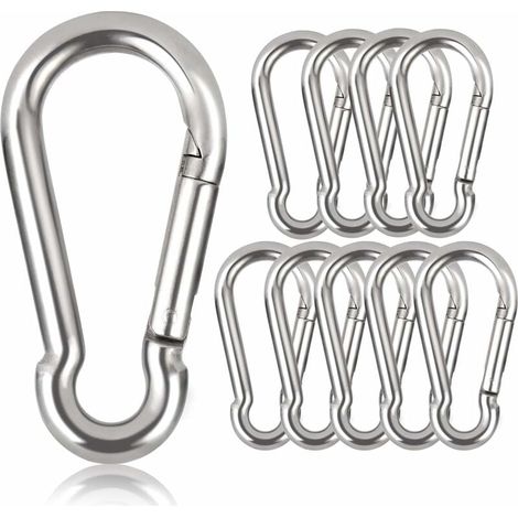 UlisemConfezione da 10 moschettoni portachiavi, 80 mm x φ8 mm, carico massimo: 250 kg (1/4)