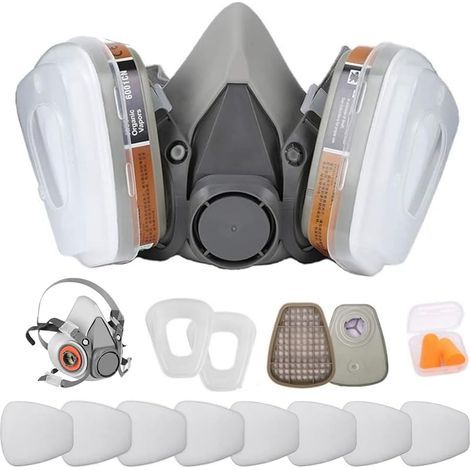 Masque de Protection Respiratoire Réutilisable, Respiratoires chimique avec filtres pour peinture à gaz pour résine époxy (1/5)
