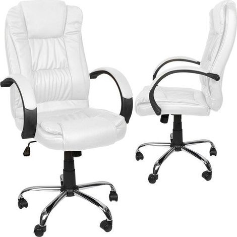 Sedia da ufficio, ecopelle - bianco, Malatec 23240 (1/5)