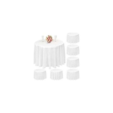 Lot de 10 nappes rondes jetables blanches 84 pouces – Plastique PEVA imperméable – Pour mariages, fêtes, pique-niques et banquets (1/5)