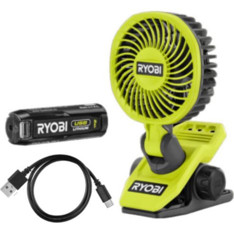 RYOBI Ventilateur sur pince 4V USB Lithium - 1 batterie 2,0Ah - RCF4-120G (1/6)