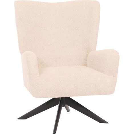 Poltroncina lounge imbottita da cocktail girevole relax tessuto panna-beige e metallo 040006396