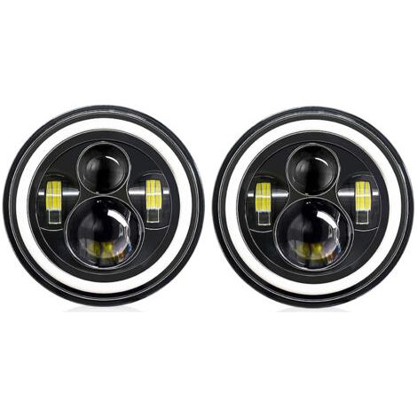 Phares LED 7 pouces et feux de jour pour voitures, phares H4 étanches IP67, adaptés aux véhicules 9-30V, voitures et motos (lot de 2) (1/5)
