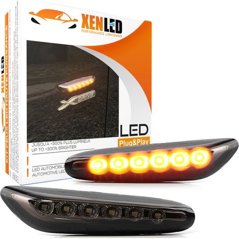 Répétiteurs latéraux LED BMW Série E46, E60, E61, E81, E87, E82, E88, E83/X3, E90/E91, E92/E93 - Fumée - Clignotants