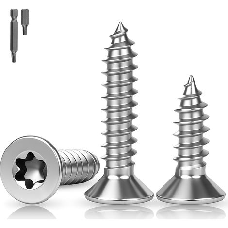 150 Pièces Vis à Bois Torx M3 × 10 mm en Acier Inoxydable A2 V2A Vis à Tête Plate avec Embout de Tournevis, pour Assemblages en Bois et Réparation de Meubles (1/5)