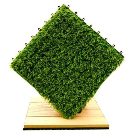 dalles de gazon artificiel de 30 x 30 cm, dalles de gazon synthétique d\'épaisseur, tapis auto-drainant, pour intérieur et extérieur, terrasse, balcon, jardin (1/4)