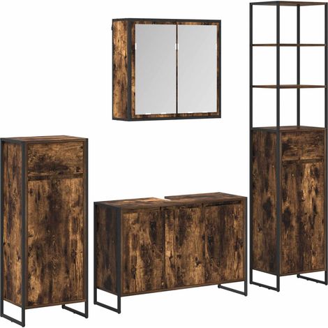 Maison Exclusive - Set di mobili per il bagno Rovere fumé Legno multistrato
