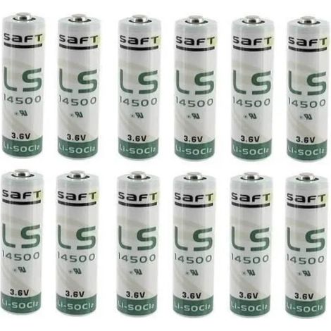 .Saft LS14500 AA 3,6V Lot de 12 Piles Lithium-Thionylchlorid AA Made in France.