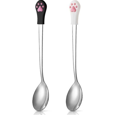 Lot de 2 cuillères en acier inoxydable pour chiens et chats, idéales pour la nourriture des chiens et des chats, 15 x 4 cm (1/4)