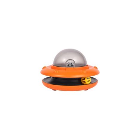 Outil interactif de catapulte pour animal domestique, boule à rouler automatique avec clochette, design sur le thème de l'espace, 20 x 13 cm, divertissement d'intérieur pour animaux de compagnie (1/5)