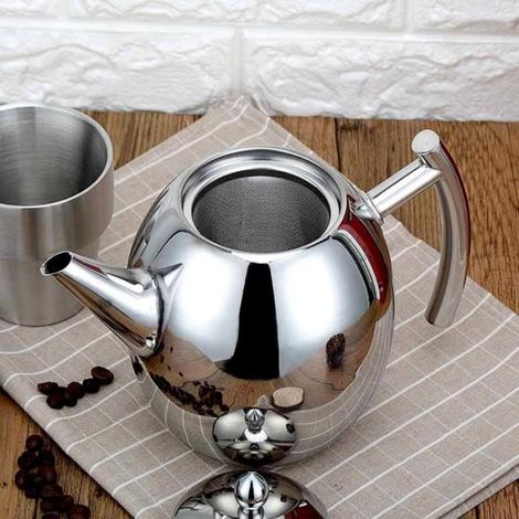 Bouilloire à eau de pot de café de théière d'acier inoxydable grande capacité (1L) -MOO (1/4)